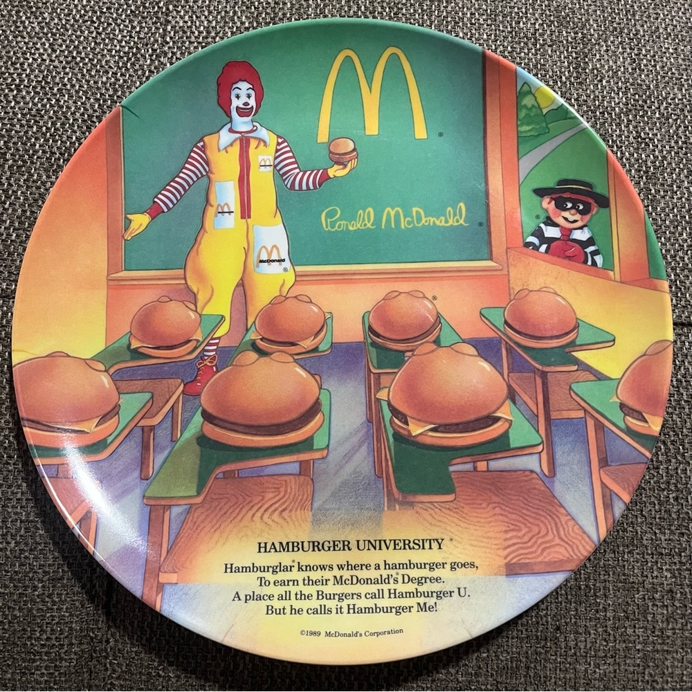 Vintage 1989 McDonald's melamine plate Hamburger University